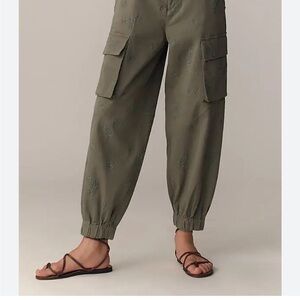 Pilcro Ditzy embroidered cargo pants Olive Green
